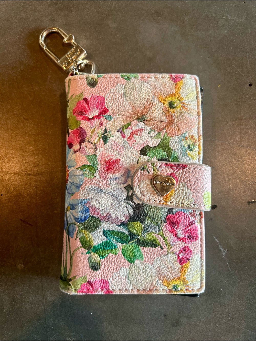 Betsey Johnson Floral Keyring Bifold Card Case Wallet